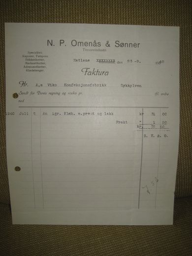 N.P. Omenås & Sønner, Hatlane, 23.9.1949.