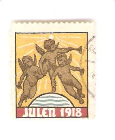 1918, DANSK JULEMERKE. Stempla