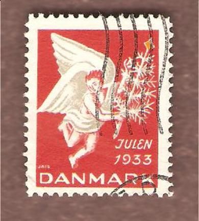 1933, julemerke fra Danmark, stempla.