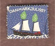 1957, julemerke fra Danmark, stempla.