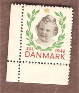 1942, julemerke fra Danmark, stempla.