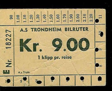 18227. Klippekort fra Trondheim Bilruter