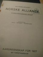 1927, AKTIESELSKAPET NORSKE ALLIANCE. AARSREGNESKAP.