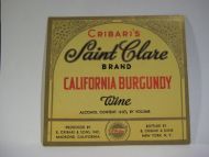 CRIBARI'S Saint Clare BRAND CALIFORNIA BURGUNDY WINE.