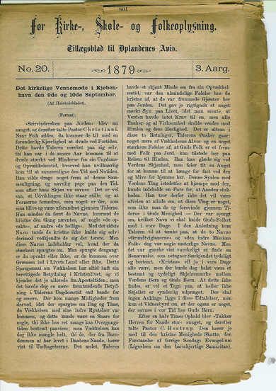 1879,nr 020, For Kirke-, Skole og Folkeoplysning.