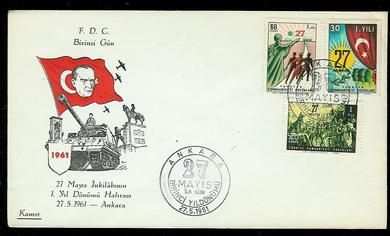 1961, 27.5,                               FDC fra Tyrkia.