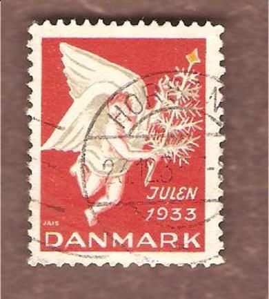 1933, julemerke fra Danmark, stempla.