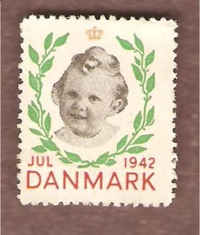 1942, julemerke fra Danmark, stempla.