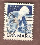 1943, julemerke fra Danmark, stempla.