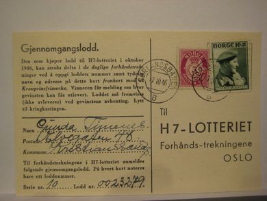 SØRLANDSBANEN B. 17.10.46. Lodd nr 0023279.