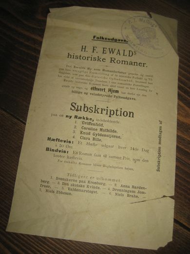 H.F. EWALD'S historiske Romaner. 1800 tallet.