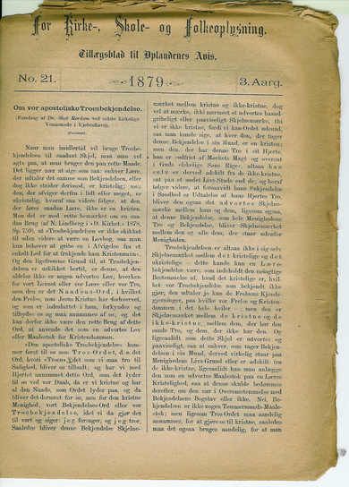 1879,nr 021, For Kirke-, Skole og Folkeoplysning.