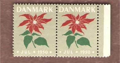 1950, Dansk julemerke, ustempla, stripe.