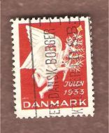 1933, julemerke fra Danmark, stempla.