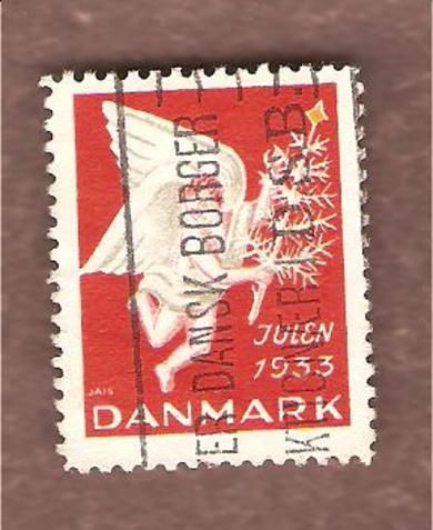 1933, julemerke fra Danmark, stempla.