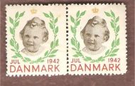 1942, julemerke fra Danmark, stempla.