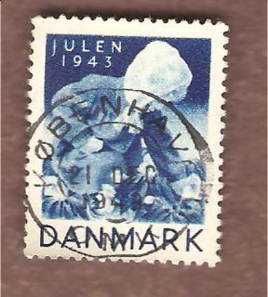 1943, julemerke fra Danmark, stempla.