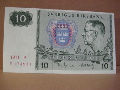 1971,  P,  F174931,                                             10 KRONOR.