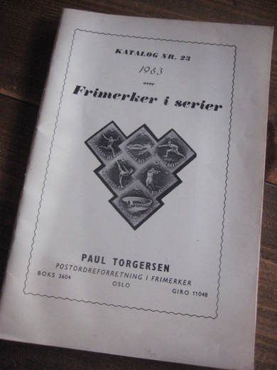 KATALOG NR 23 OVER FRIMERKER I SERIER, 1953. PAUL TORGERSEN, OSLO. 