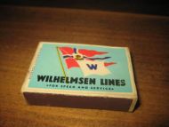 Pen fyrstikkeske med innhold, reklame for WILHELMSEN LINES, 60-70 tallet