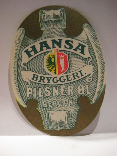 HANSA BRYGGERI, PILSNER ØL, 50 tallet