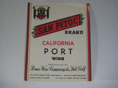 SAN PITOC. CALIFORNIA PORT WINE.