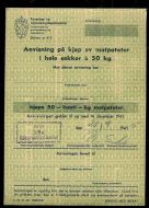 Anvisning på kjøp av matpoteter i hele sekker a 50 kg, 1945,  KINN Forsyningsnemnd, 20/9 1945.