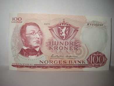 1971, 100 KRONER, nr R1160244.