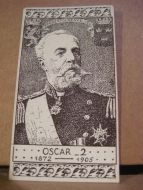 Historiske personer: Norges kongerekke, 1872 -1905, OSCAR 2, samlebilde fra 20-30 tallet, låg i tobakseskene på den tid.