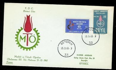 1961, 21.10,                               FDC fra Tyrkia.