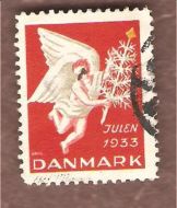 1933, julemerke fra Danmark, stempla.