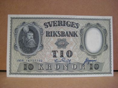 1959, 10 KRONOR, 16737702, strøken seddel