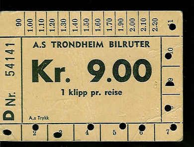 54141. Klippekort fra Trondheim Bilruter