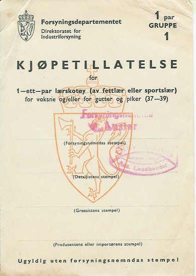 KJØPETILLATELSE fra 1944. Forsyningsnemnda i Luster