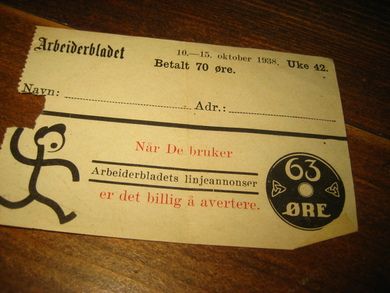 Kontingent Arbeiderbladet, Uke  42, 1938.