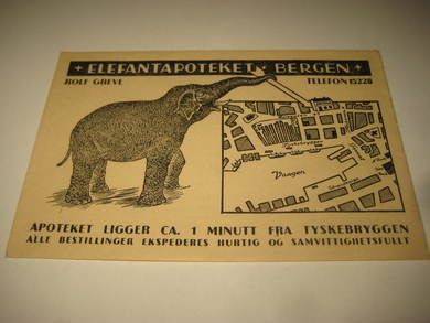 ELEFANTAPOTEKET, BERGEN. Tlf 15228. 