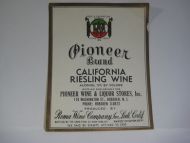 Pioner Brand CALIFORNIA RIESLING WINE.