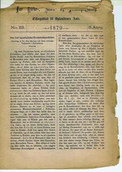 1879,nr 023, For Kirke-, Skole og Folkeoplysning.