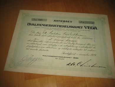 HVALFANGERAKTIESELSKAPET VEGA, nr 465, 1924.