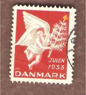 1933, julemerke fra Danmark, stempla.