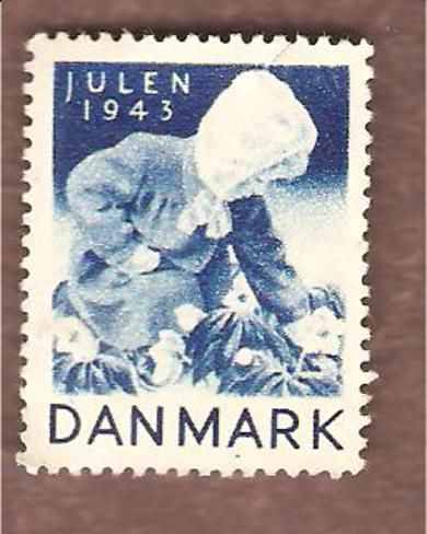 1943, julemerke fra Danmark, ustempla, liten rift