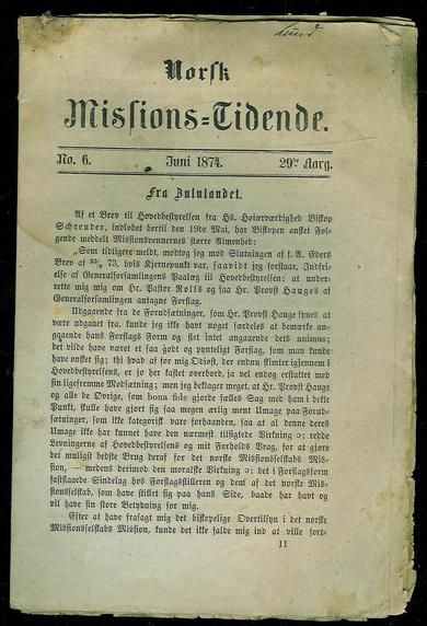 1874,nr 006,                     Norsk Missions Tidende.