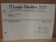 Faktura fra P. I. Langlos Fabrikker, Stranda pr. Ålesund. 6.5.49.