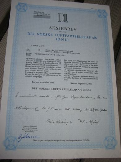 1983, DET NORSKE LUFTFARTSSELSKAP. (DNL). NR. 3046.