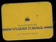 Blikkeske fra M. Glott Tobaksfabrik, Oslo, SNADDETOBAKK