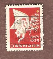 1933, julemerke fra Danmark, stempla.