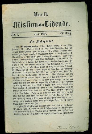 1873,nr 005,                     Norsk Missions Tidende.