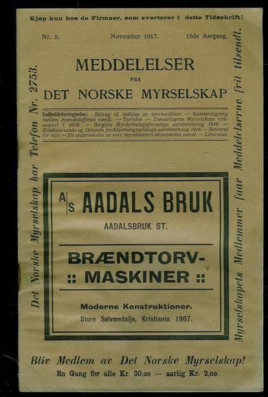 1917,nr 005, MEDDELELSER FRA DET NORSKE MYRSELSKAP.