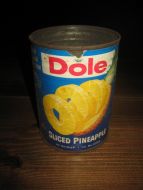 Tom boks fra 60 tallet, Dole PINEAPPLE, ca 8.4 cm i diameter. 