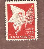 1933, julemerke fra Danmark, stempla.